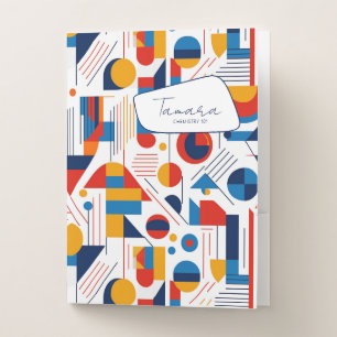 Retro Geometric Abstract Pat#11 Navy Gold ID1067 Pocket Folder