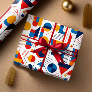 Retro Geometric Abstract Pat#11 Navy Gold ID1067 Wrapping Paper