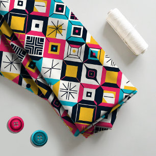 Retro Geometric Abstract Pat#12 Multi Color ID1067 Fabric