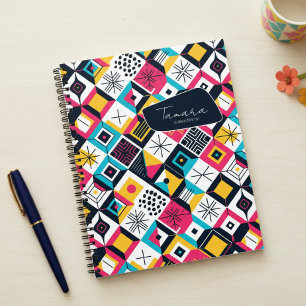 Retro Geometric Abstract Pat#12 Multi Color ID1067 Notebook