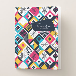 Retro Geometric Abstract Pat#12 Multi Color ID1067 Pocket Folder