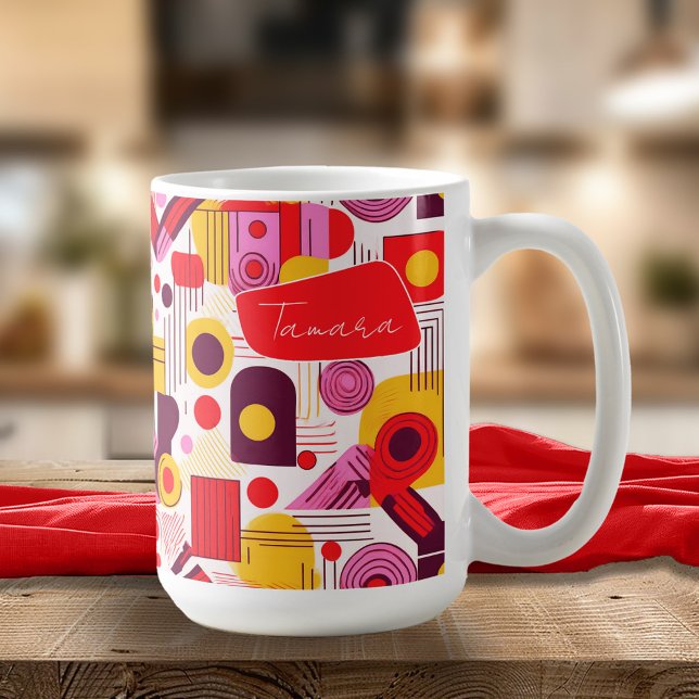 Retro Geometric Abstract Pat#13 Red Orange ID1067 Coffee Mug (Creator Uploaded)