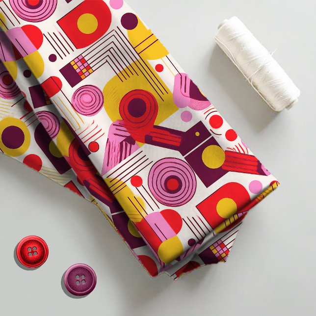 Retro Geometric Abstract Pat#13 Red Orange ID1067 Fabric (Creator Uploaded)