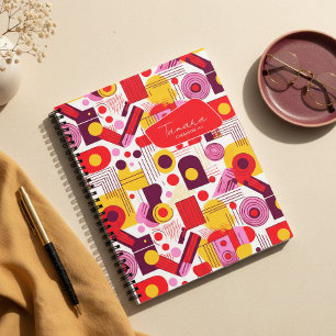 Retro Geometric Abstract Pat#13 Red Orange ID1067 Notebook