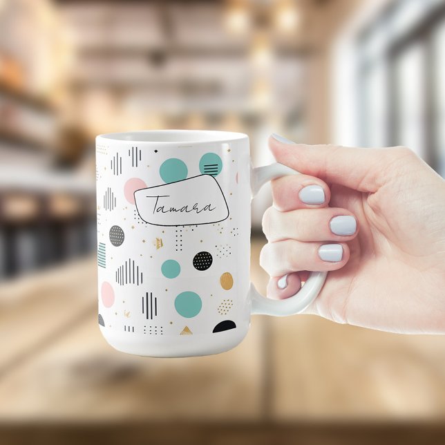 Retro Geometric Abstract Pat#1 Teal Pink ID1067 Coffee Mug (Creator Uploaded)