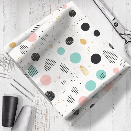 Retro Geometric Abstract Pat#1 Teal Pink ID1067 Fabric