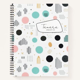 Retro Geometric Abstract Pat#1 Teal Pink ID1067