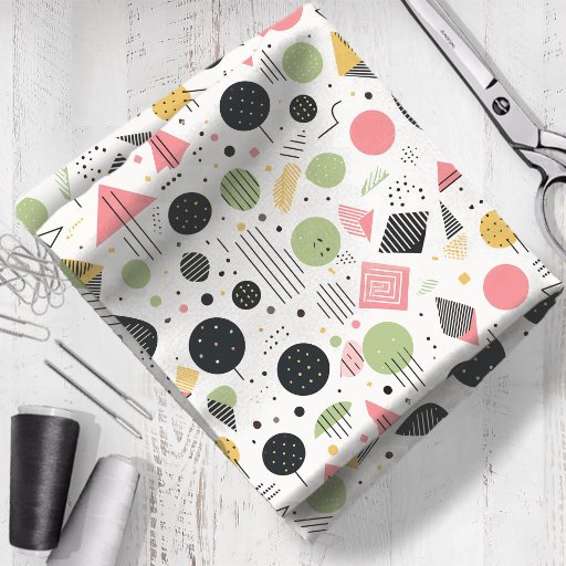 Retro Geometric Abstract Pat#2 Sage Pink ID1067 Fabric