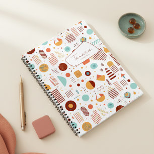 Retro Geometric Abstract Pat#5 Brick Gold ID1067 Notebook