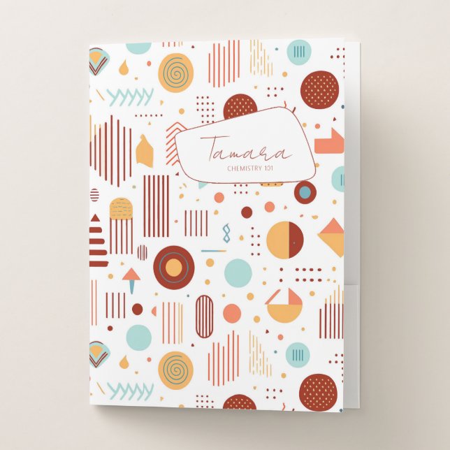 Retro Geometric Abstract Pat#5 Brick Gold ID1067 Pocket Folder (Front)