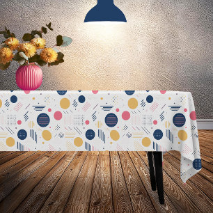 Retro Geometric Abstract Pat#6 Navy Rose ID1067 Tablecloth