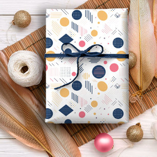 Retro Geometric Abstract Pat#6 Navy Rose ID1067 Wrapping Paper