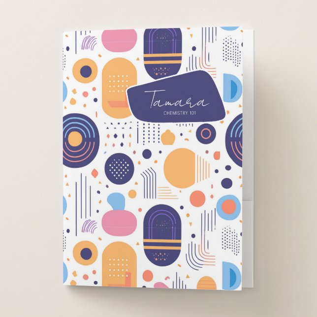 Retro Geometric Abstract Pat#7 Indigo ID1067 Pocket Folder (Front)
