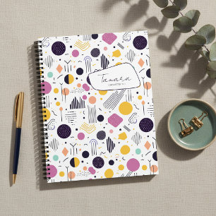 Retro Geometric Abstract Pat#8 Magenta ID1067 Notebook