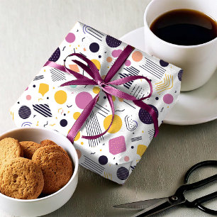 Retro Geometric Abstract Pat#8 Magenta ID1067 Wrapping Paper