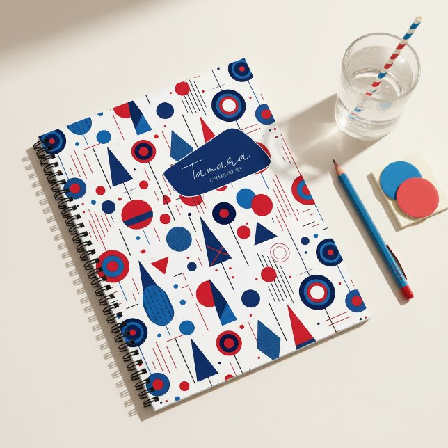 Retro Geometric Abstract Pat#9 Navy Red ID1067 Notebook (Creator Uploaded)