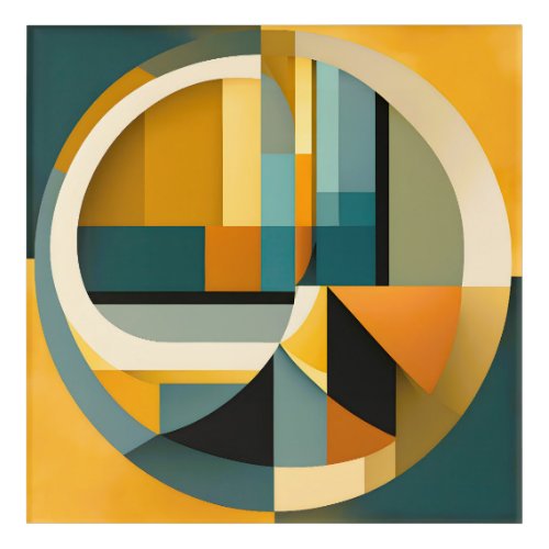 Retro Geometric Abstraction Circles and Rectangles Acrylic Print
