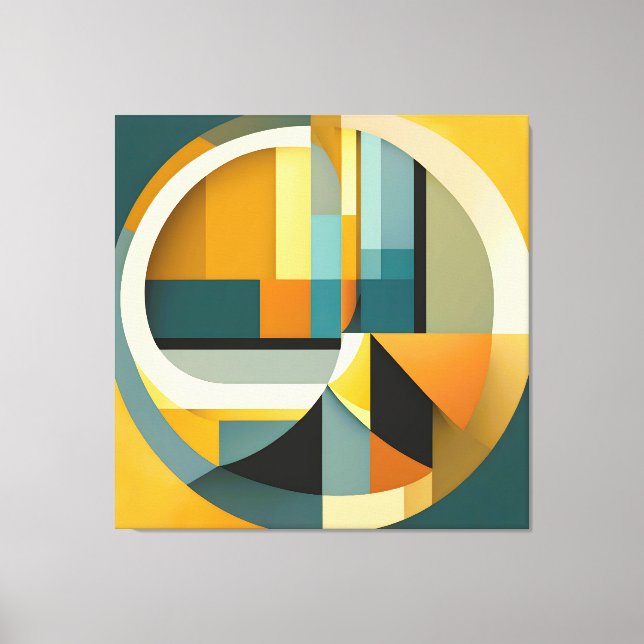 Retro Geometric Abstraction Circles and Rectangles Canvas Print (Front)