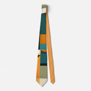 Retro Geometric Abstraction Circles and Rectangles Neck Tie