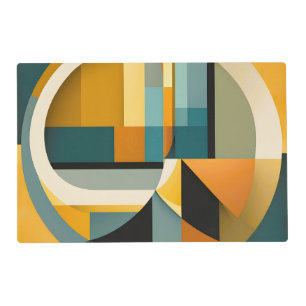 Retro Geometric Abstraction Circles and Rectangles Placemat