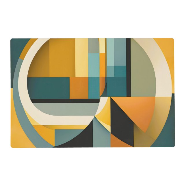 Retro Geometric Abstraction Circles and Rectangles Placemat (Front)