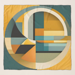 Retro Geometric Abstraction Circles and Rectangles Scarf
