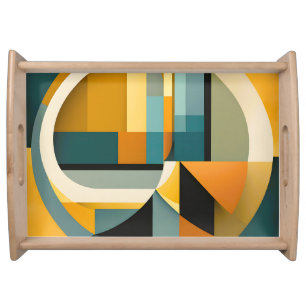 Retro Geometric Abstraction Circles and Rectangles Serving Tray