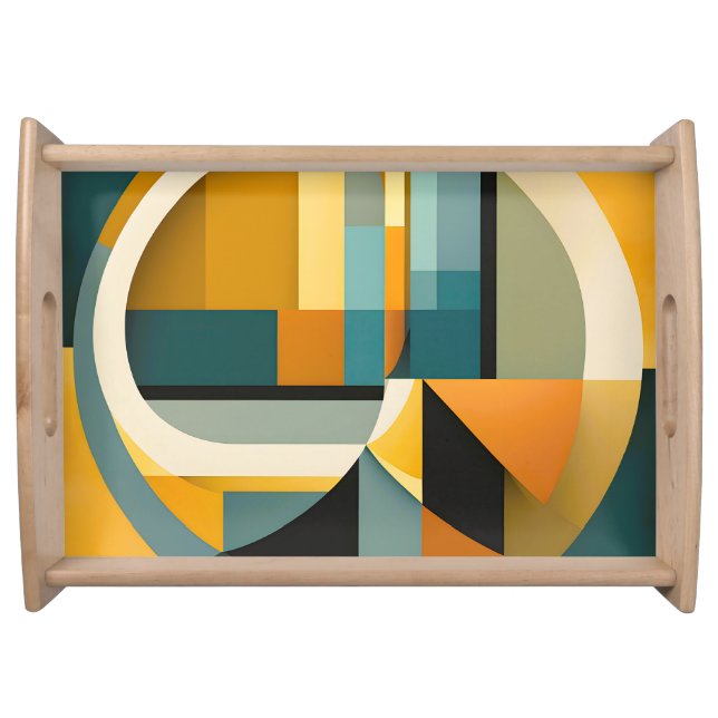 Retro Geometric Abstraction Circles and Rectangles Serving Tray (Front)