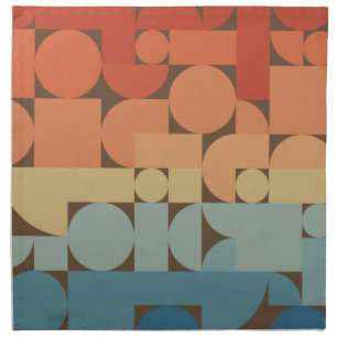 Retro Geometric Art 70s Style Cloth Napkin