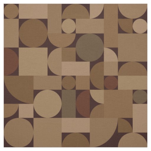 Retro Geometric Art Coffee Brown Fabric