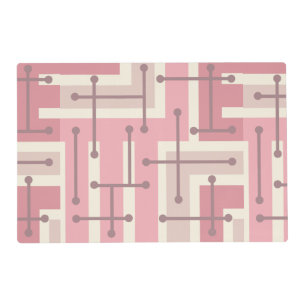 Retro Geometric Art Maze Pink Vanilla Placemat