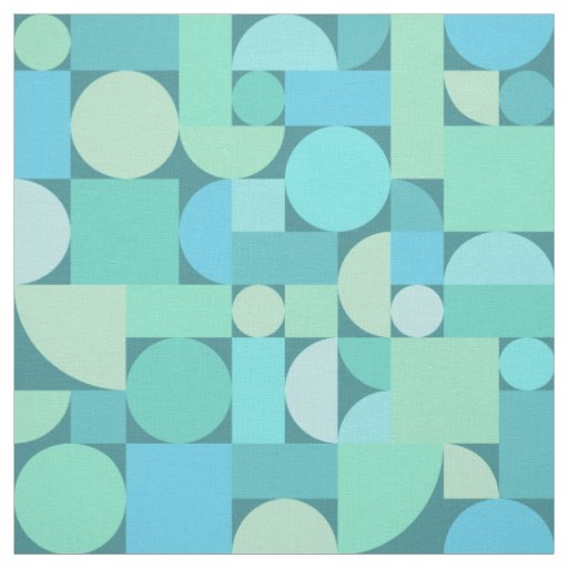 Retro Geometric Art Ocean Turquoise Fabric