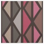 Retro Geometric Art Triangles Black Red Brown Fabric