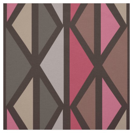 Retro Geometric Art Triangles Black Red Brown Fabric