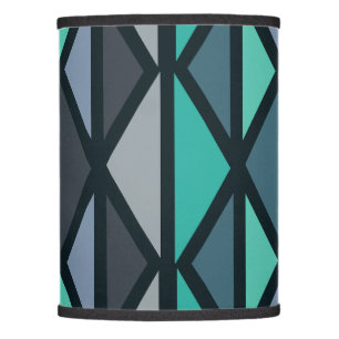 Retro Geometric Art Triangles Black Teal Lamp Shade