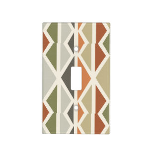 Retro Geometric Art Triangles Green Orange Light Switch Cover