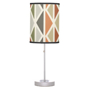 Retro Geometric Art Triangles Green Orange Table Lamp