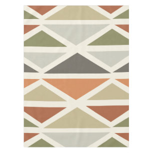 Retro Geometric Art Triangles Green Orange Tablecloth