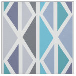 Retro Geometric Art Triangles Turquoise Gray Fabric