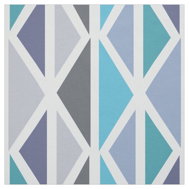 Retro Geometric Art Triangles Turquoise Gray Fabric (Swatch)