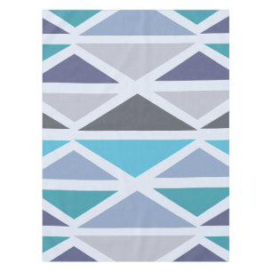 Retro Geometric Art Triangles Turquoise Gray Tablecloth