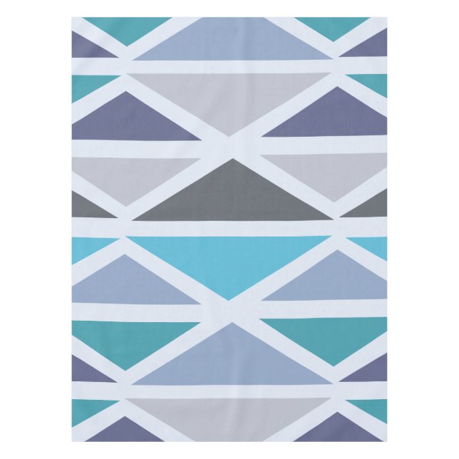Retro Geometric Art Triangles Turquoise Gray Tablecloth (Front)