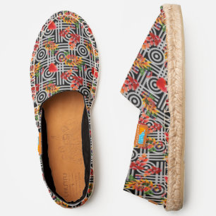 Retro Geometric Autumn Leaf Floral Fall Pattern Espadrilles