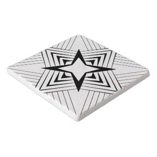 Retro Geometric Black and White Pattern Trivet