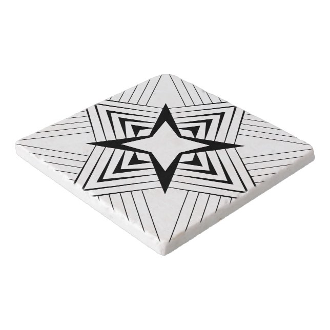 Retro Geometric Black and White Pattern Trivet (Corner)