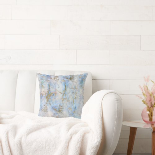 RETRO GEOMETRIC BLUE MARBLE PILLOW 