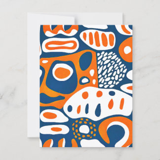 Retro geometric blue orange white postcard