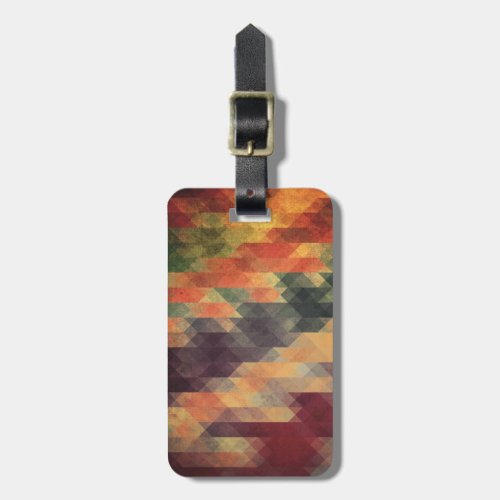 Retro Geometric Bold Stripes Worn Colors Luggage Tag