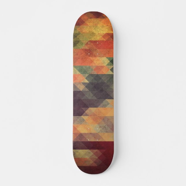 Retro Geometric Bold Stripes Worn Colors Skateboard Deck (Front)