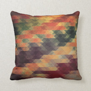Retro Geometric Bold Stripes Worn Colors Throw Pillow